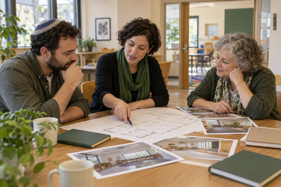 Des membres d’une association communautaire préparent un projet éducatif autour d’une table.
